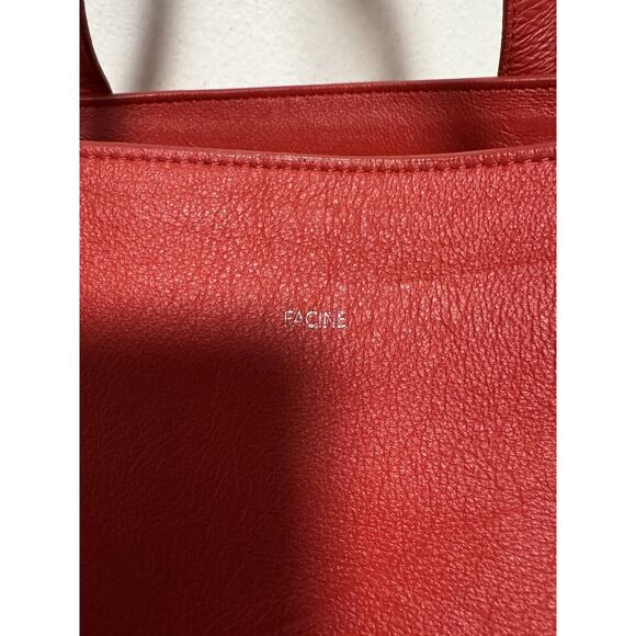 FACINE Tote Bag Womens Red Leather Suede Trim Zip Top Shoulder Made in Italy - Picture 6 of 13